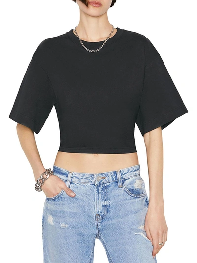 Shop Frame Womens Elastic Back Ribbed Trim T-shirt In Black