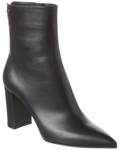 Shop Gianvito Rossi Lyell 85 Leather Bootie In Black