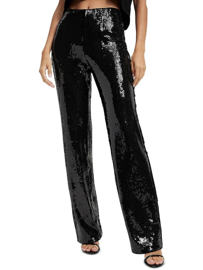 Shop Good American Juniors Womens Sequined Pull On Dress Pants In Black