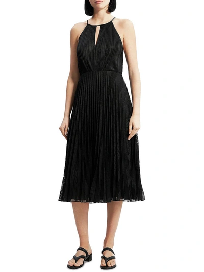 Shop Theory Womens Mesh Lace Sleeveless Midi Dress In Black