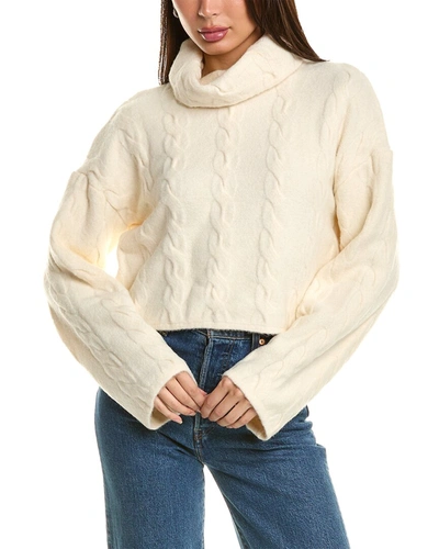 Shop Bcbgmaxazria Cable Wool-blend Sweater In Beige