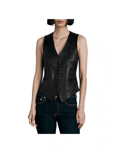 Shop Rag & Bone Vanessa Womens Lamb Leather Fitted Vest In Black