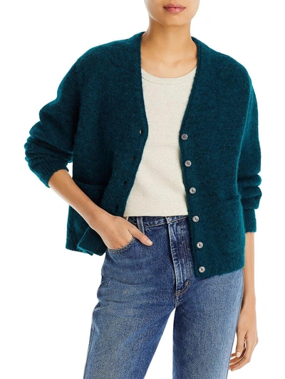 Shop Re/done Womens Alpaca Blend Long Sleeves Cardigan Sweater In Blue