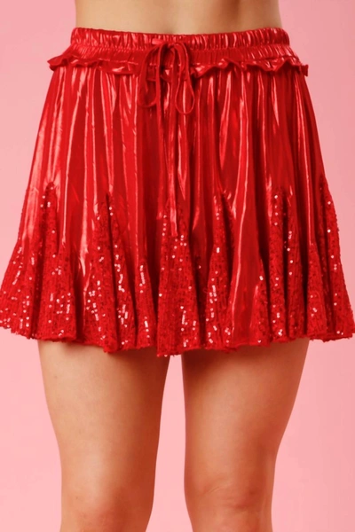 Shop Fantastic Fawn Sequin & Foil Contrast Skort In Red