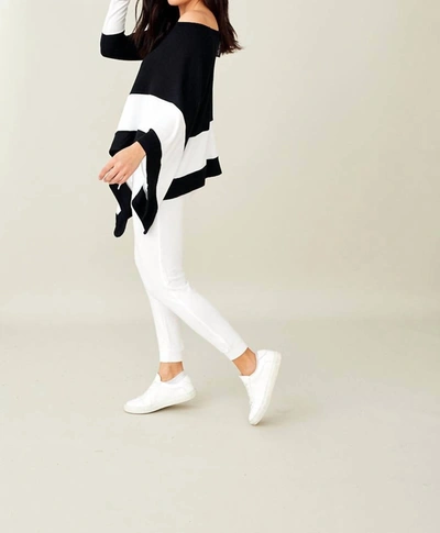 French Kyss Soft Stretch Asymmetrical Top In Black/bleach In Multi