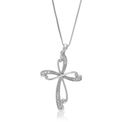 Vir Jewels 1/12 Cttw Lab Grown Diamond Cross Pendant Necklace .925 Sterling Silver 2/3 Inch With 18 Inch Chain In Silver