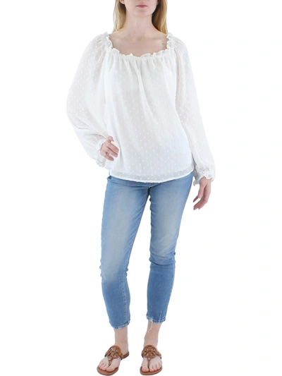 Shop Cece Womens Clip Dot Off-the-shoulder Blouse In White