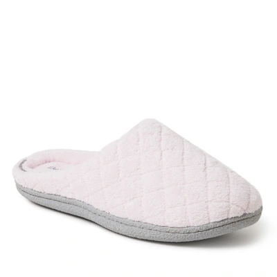 Shop Dearfoams Womens Leslie Quilted Microfiber Terry Memory Foam Clog Slipper In Pink