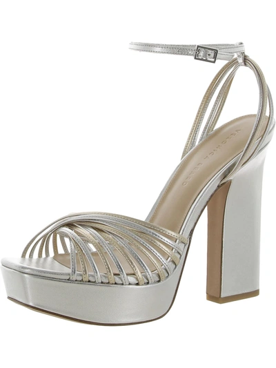 Shop Veronica Beard Fletcher Womens Strappy Square Toe Heels In Silver