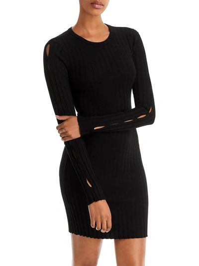 Shop Cotton Citizen Womens Ribbed Crewneck Mini Dress In Black