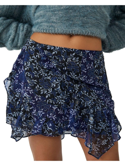Shop Free People Sammy Womens Floral Print Short Mini Skirt In Blue