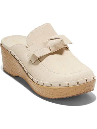 Shop Cole Haan Womens Suede Studded Clogs In Beige