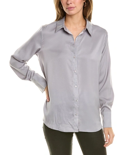 Shop Rachel Rachel Roy Button-down Satin Shirt In Grey