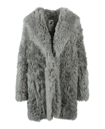 Shop Ferragamo Sherling Coat In Grey
