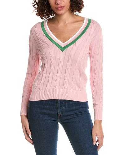 Shop Minnie Rose Cable V-neck Sweater In Pink