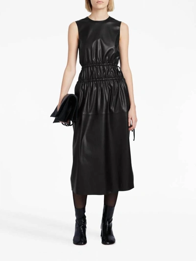 Shop Proenza Schouler White Label Faux Leather Drawstring Dress In Black