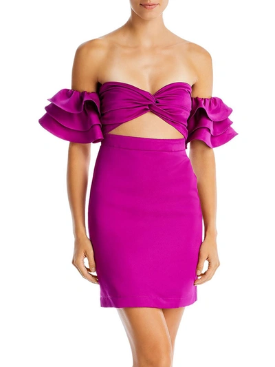 Shop Yaura Fiyin Womens Satin Cut-out Mini Dress In Purple