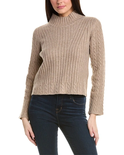 Shop Rain + Rose Cable Wool-blend Sweater In Beige