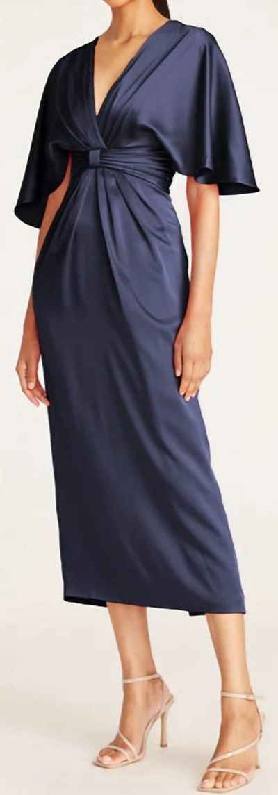 Shop Theia Lucia Kimono Midi Dress In Navy In Blue