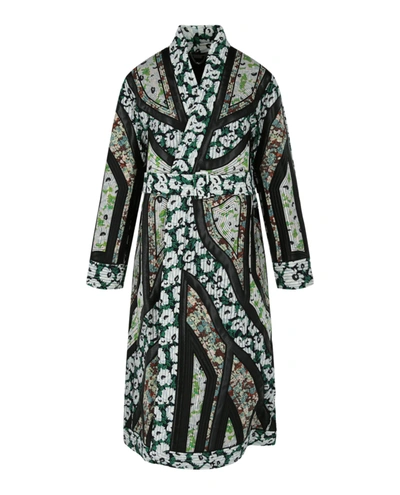 Shop Stella Mccartney Striped Print Belted Coat In Green