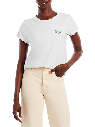 Shop Maison Labiche Le Poitou Womens Cuffed Sleeves Crewneck T-shirt In White