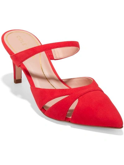 Shop Cole Haan Vandam Womens Suede Pointed Toe Mules In Red