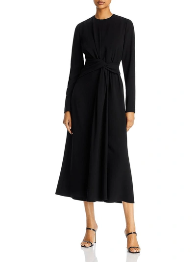 Shop Lafayette 148 Womens Knit Long Sleeves Midi Dress In Black