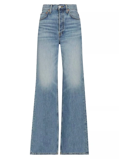 Shop Re/done 70s Ultra High Rise Wide Leg Jeans In Sunfaded Flow In Multi
