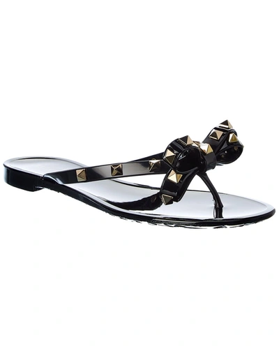 Shop Valentino Rockstud Rubber Flip Flop In Black