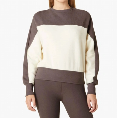 Shop Beyond Yoga Woodland Color Block Sweatshirt In Brown/cream In Multi