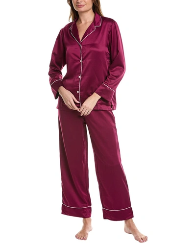 Shop Natori Essential Notch Pajama Set In Red