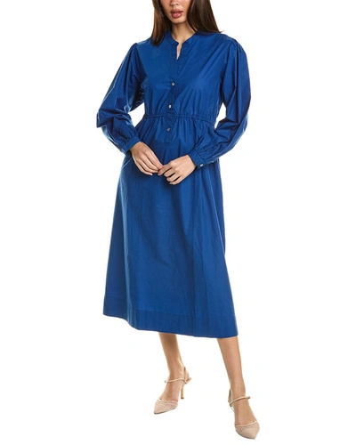 Shop Johnny Was Relaxed Henley Dress In Blue