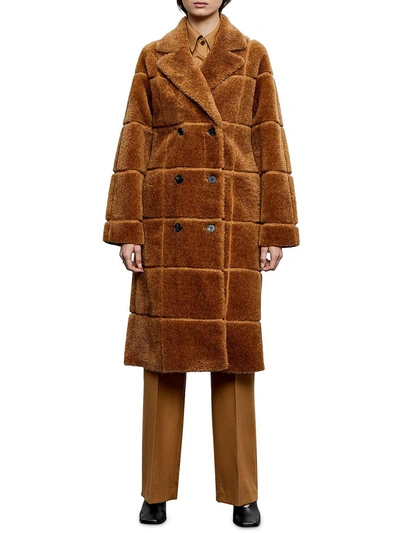 Shop Lvir Womens Faux Fur Long Sleeves Long Coat In Brown