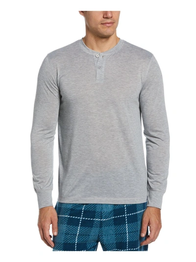 Shop Perry Ellis Portfolio Mens Heathered Pullover Henley Shirt In Grey