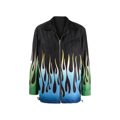 Shop Kenzo Flame Print Reversible Jacket In Black