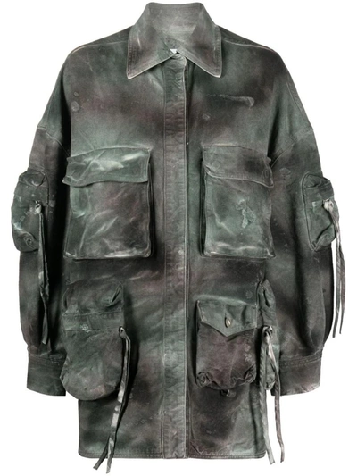 Shop Attico The  Coats In Green Camouflage