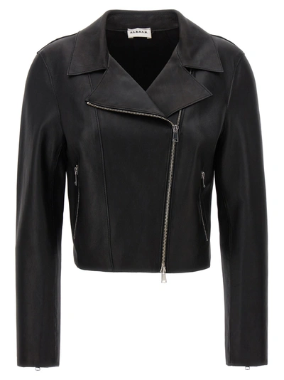 Shop P.a.r.o.s.h Nail Leather Jacket Casual Jackets, Parka Black