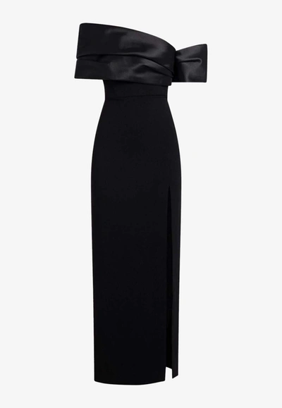 Shop Solace London Alexis Off-shoulder Maxi Dress In Black