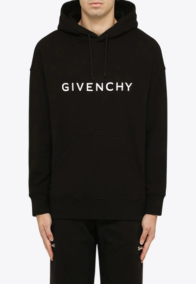 Shop Givenchy Archetype Logo Embroidered Hoodie In Black