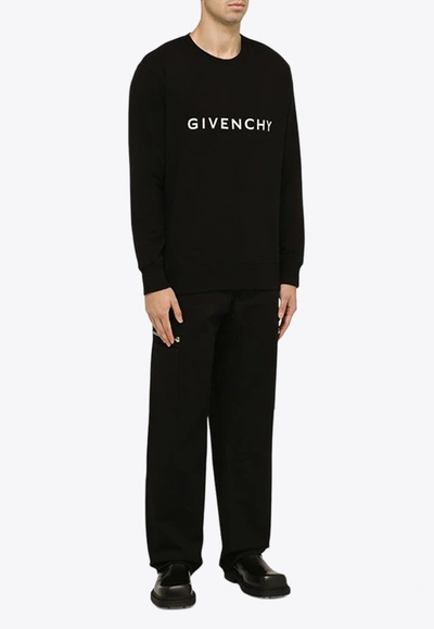 Shop Givenchy Archetype Logo Embroidered Sweatshirt In Black