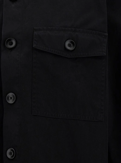 Shop Tom Ford Black Shirt With Tonal Buttons And Patch Pockets In Cotton Man