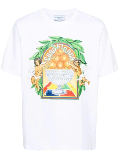 Shop Casablanca Triomphe D`orange Printed Unisex T-shirt Clothing In Yellow & Orange