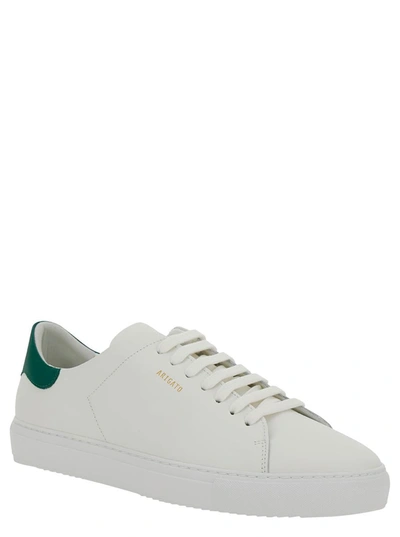 Shop Axel Arigato 'clean 90' White Low Top Sneakers With Laminated Logo In Leather Man