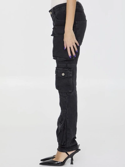 Attico Essie Flared Cargo Pants In Black