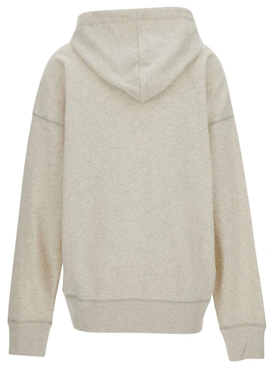 Shop Isabel Marant Étoile White Hoodie With Tonal Logo Print In Cotton Blend Woman In Beige
