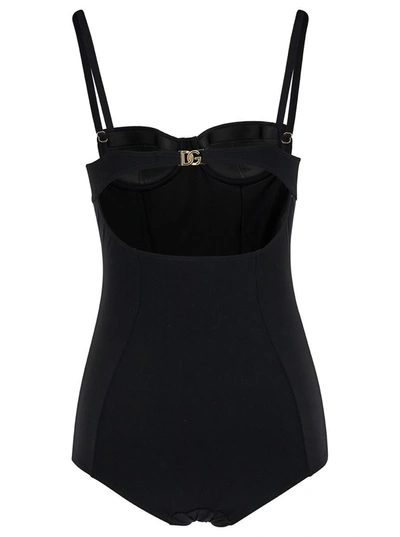 Shop Dolce & Gabbana Ocvnie Piece Swimsuit In Black