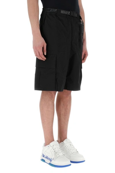 Shop Off-white Off White Man Black Polyester Blend Bermuda Shorts