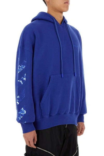 Shop Off-white Off White Man Blue Cotton Oversize Sweatshirt