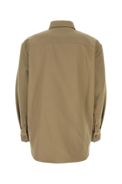 Shop Off-white Off White Man Cappuccino Polyester Oversize Shirt In Brown