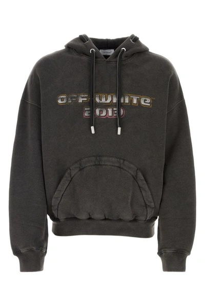 Shop Off-white Off White Man Graphite Cotton Sweatshirt In Gray